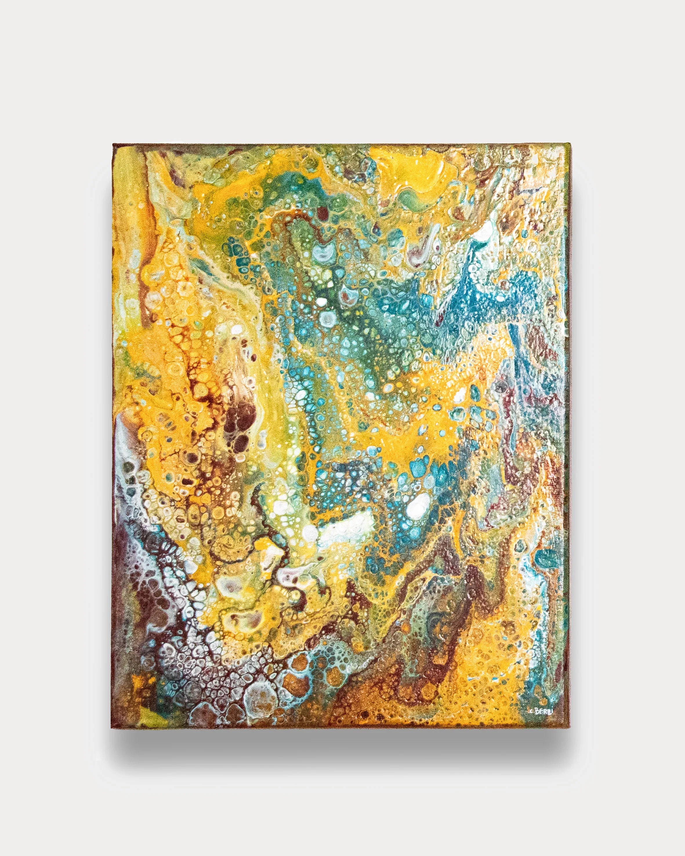 Acrylic Pouring on Woodboard - Benzo