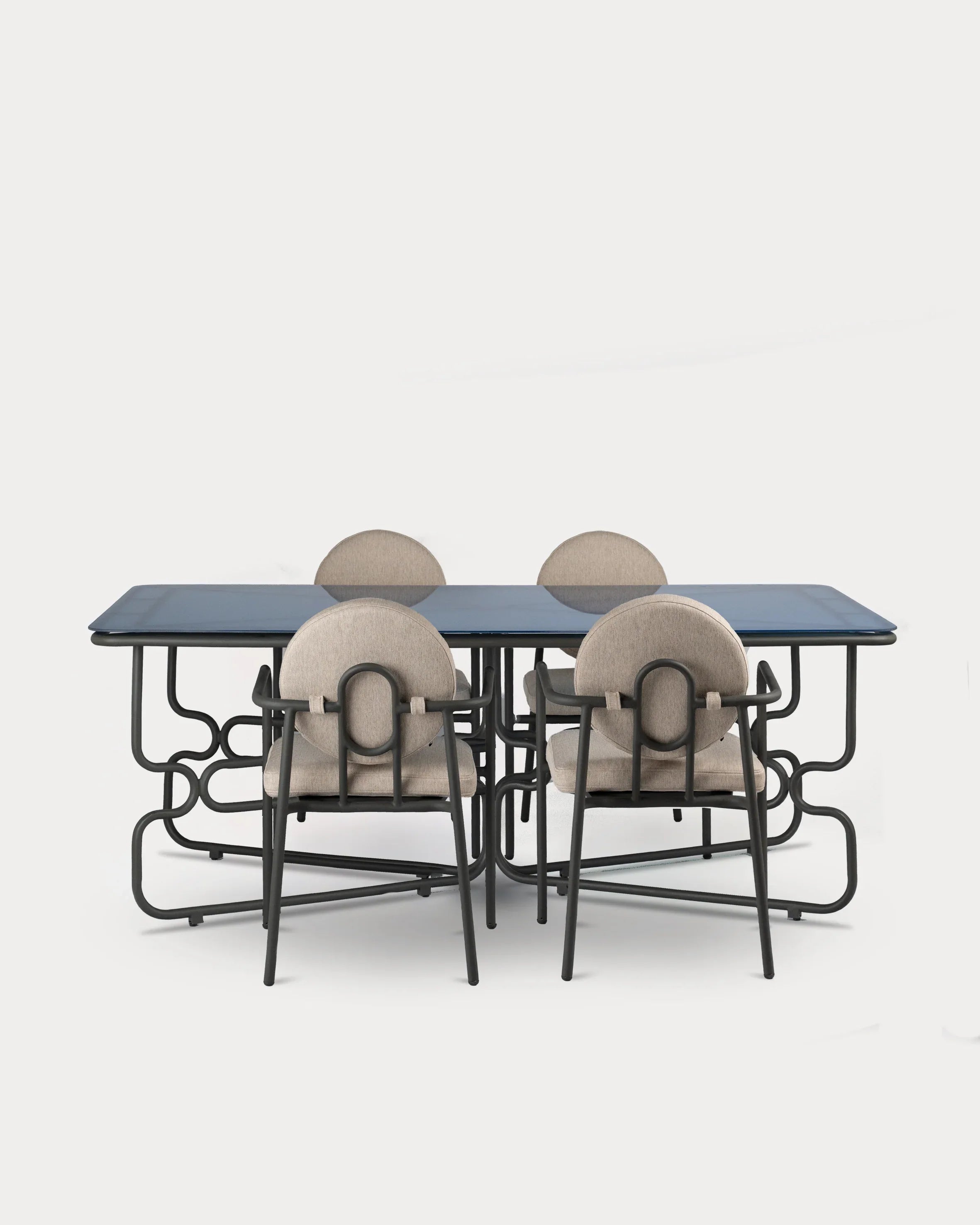 Porta Dining Set Blue 4 pax Dark grey