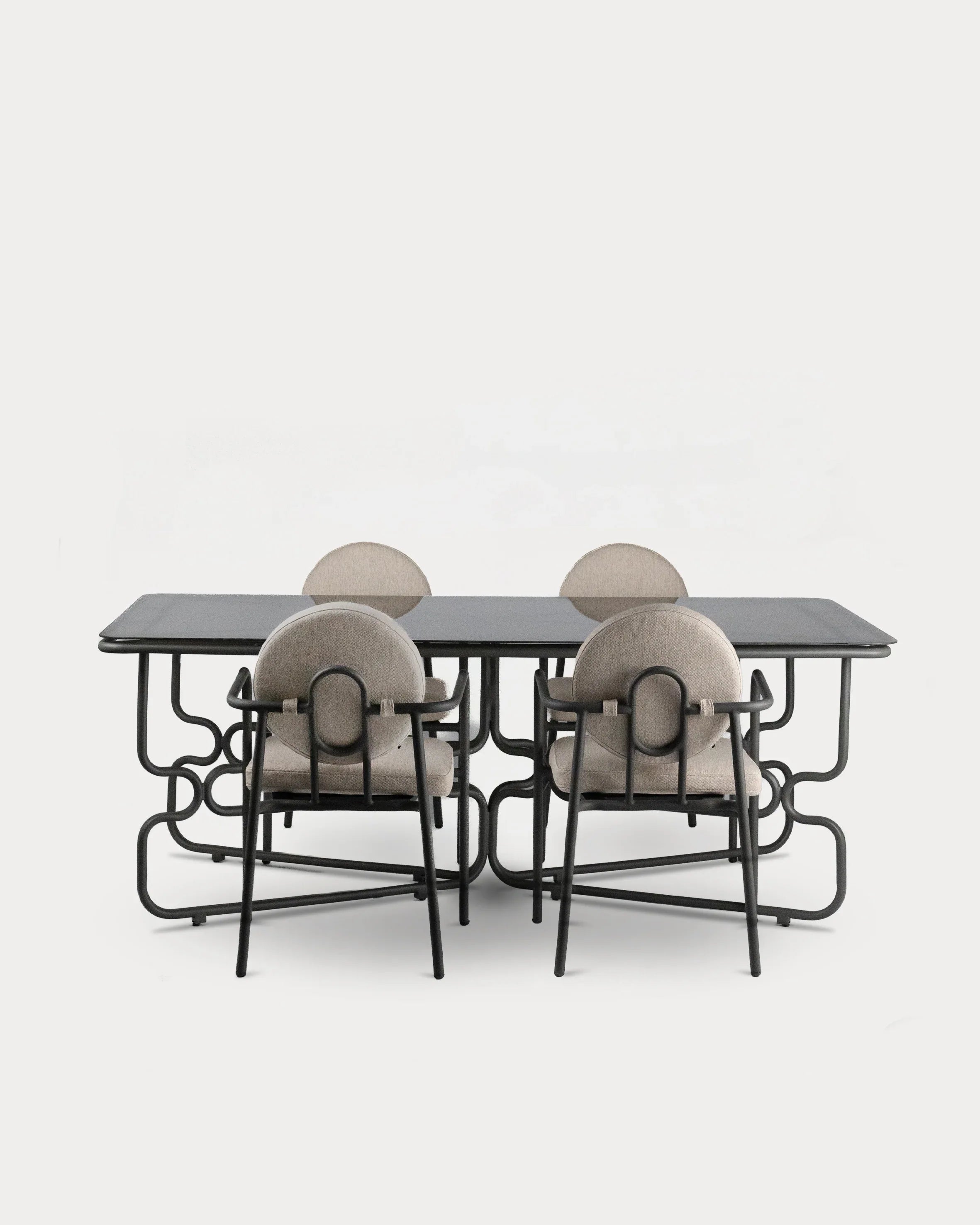 Porta Dining Set Dark grey 4 pax Brown