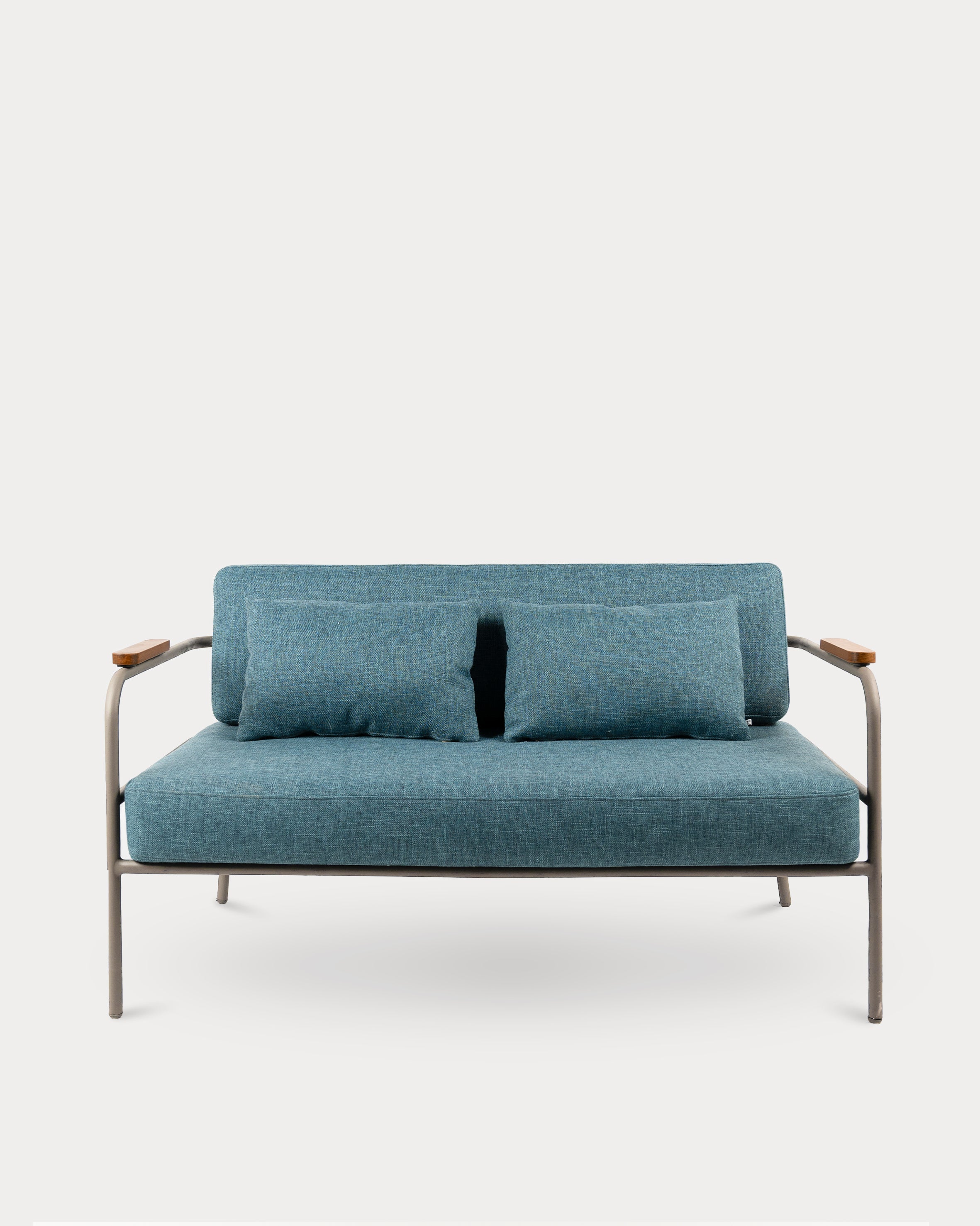The Porta Sofa#Cushion Color_Blue#Aluminum Color_Taupe#Size_2 Seater