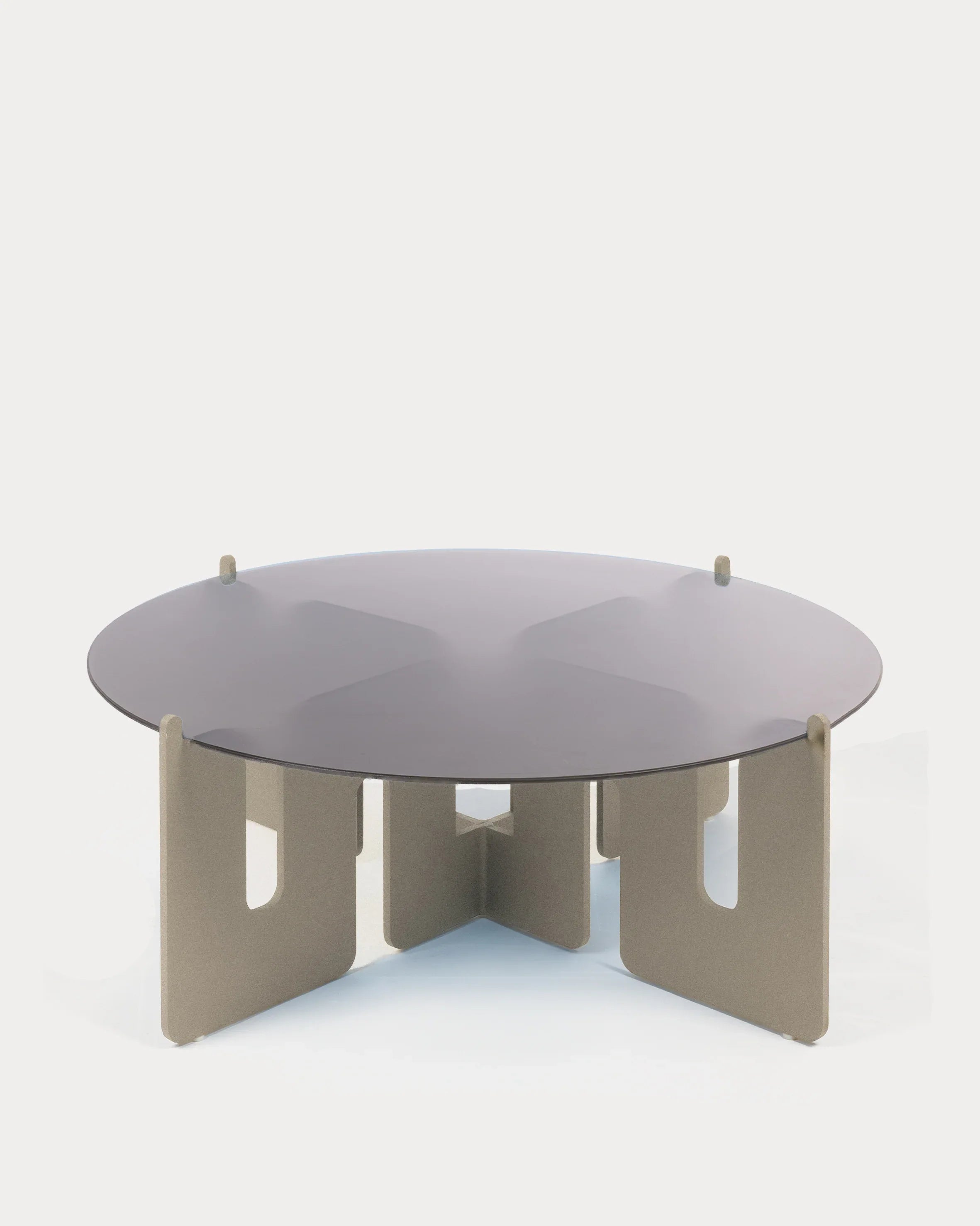 The Waves Coffee Table 5#Aluminum_Beige#Glass_Brown