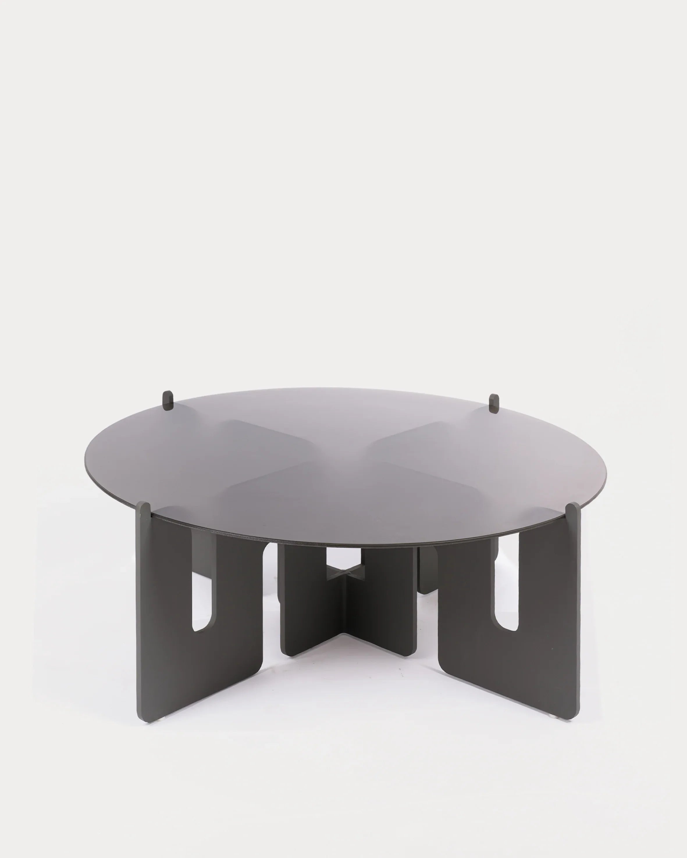 The Waves Coffee Table 18#Aluminum_Dark Gray#Glass_Brown