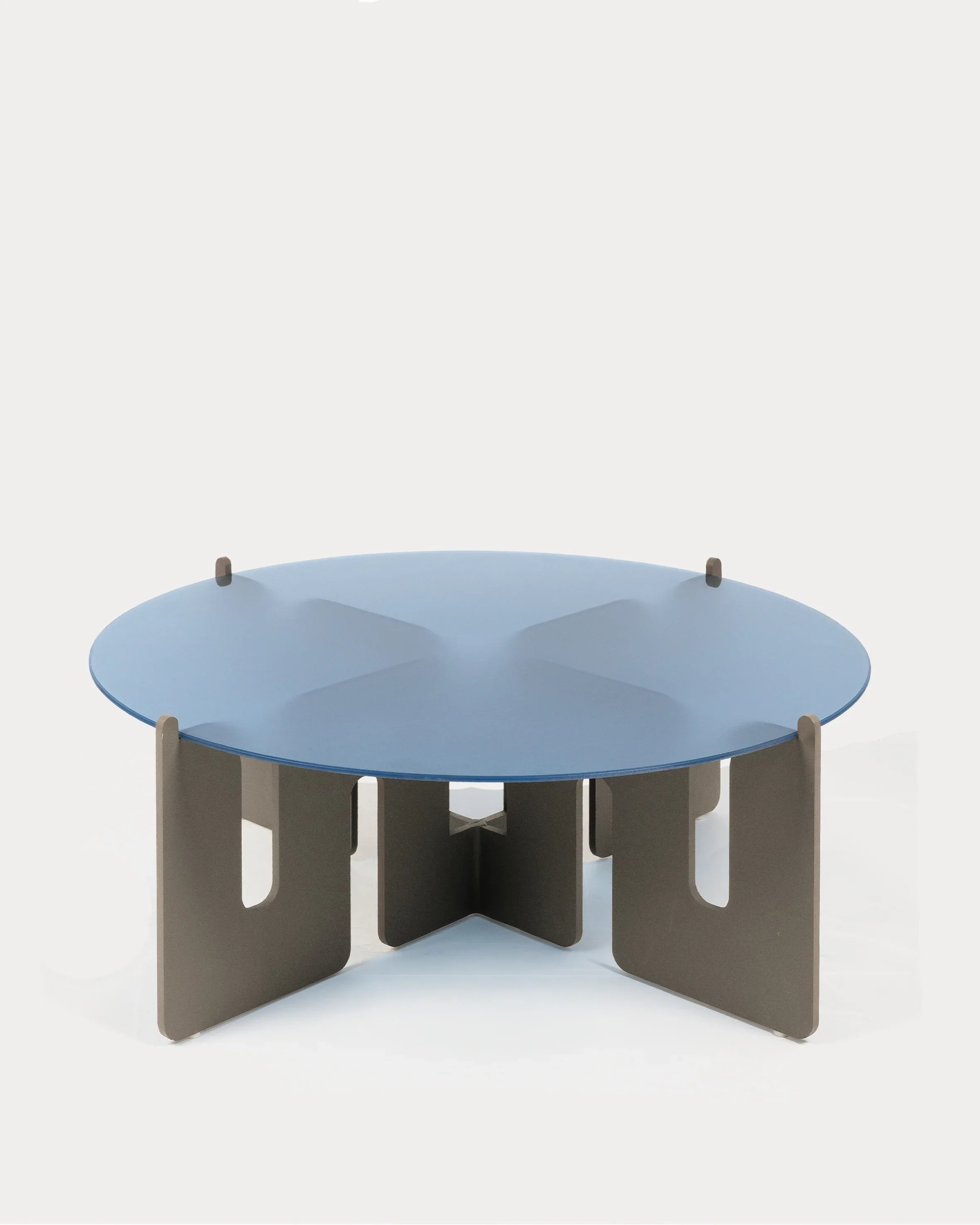 The Waves Coffee Table 6#Aluminum_Taupe#Glass_Blue