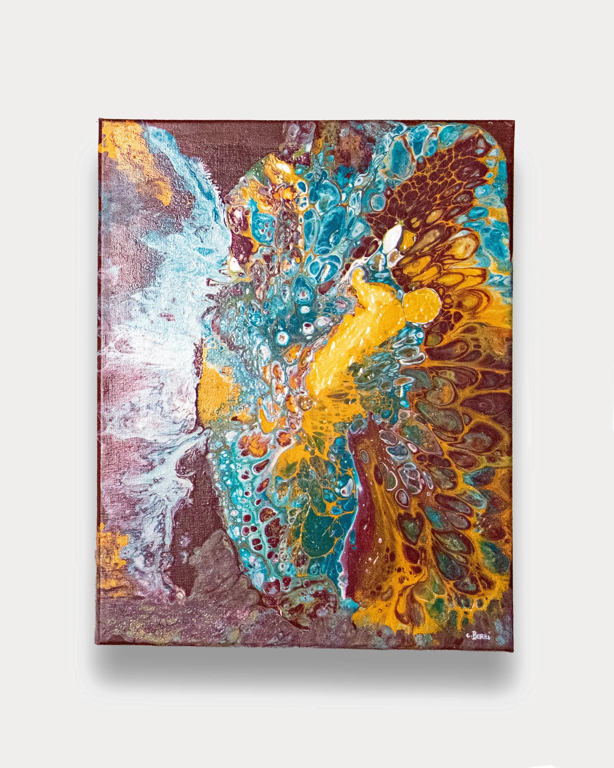 Acrylic Pouring on Woodboard - Benzo