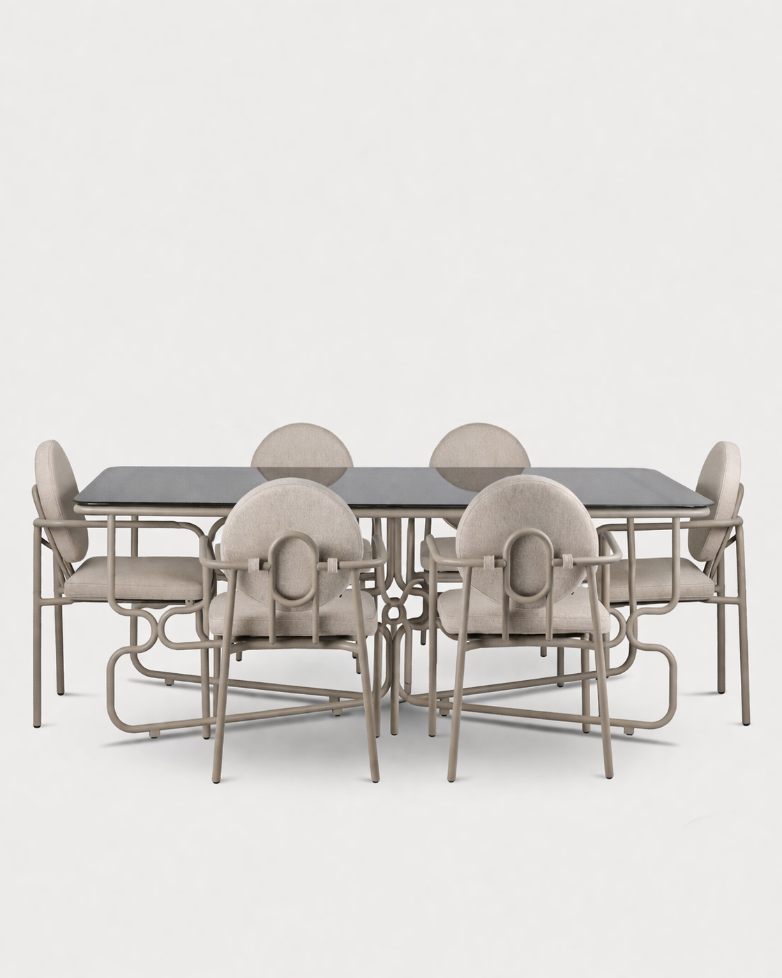 Porta Dining Set Beige 6 Pax Brown