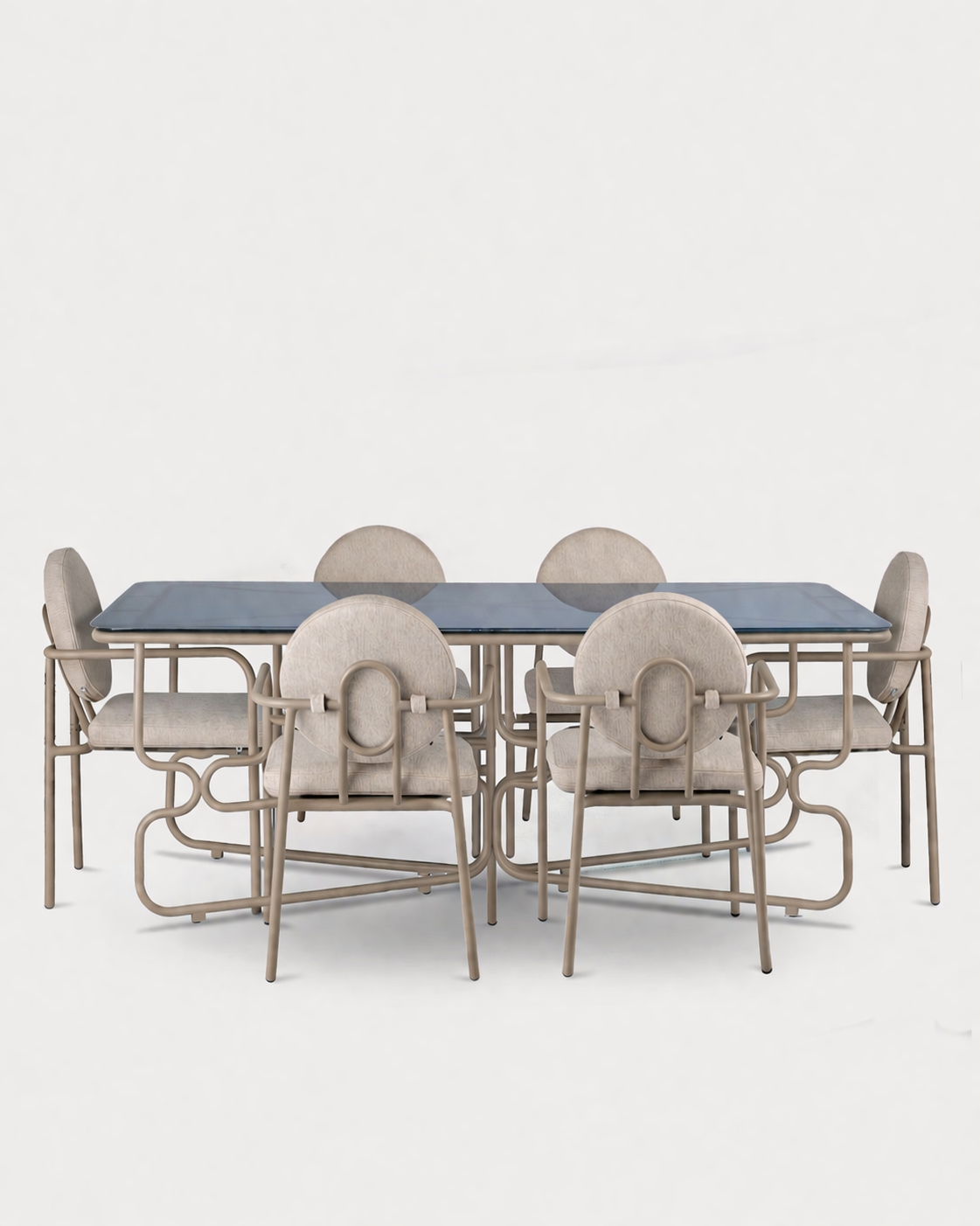 Porta Dining Set 6 pax Blue Beige 