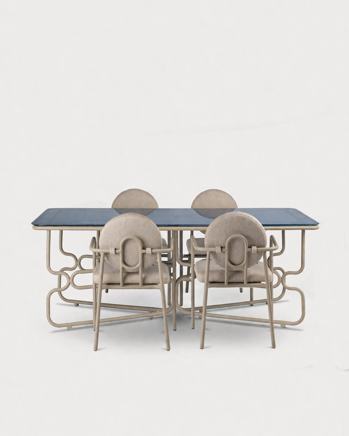 Porta Dining Set Beige Blue 4 pax