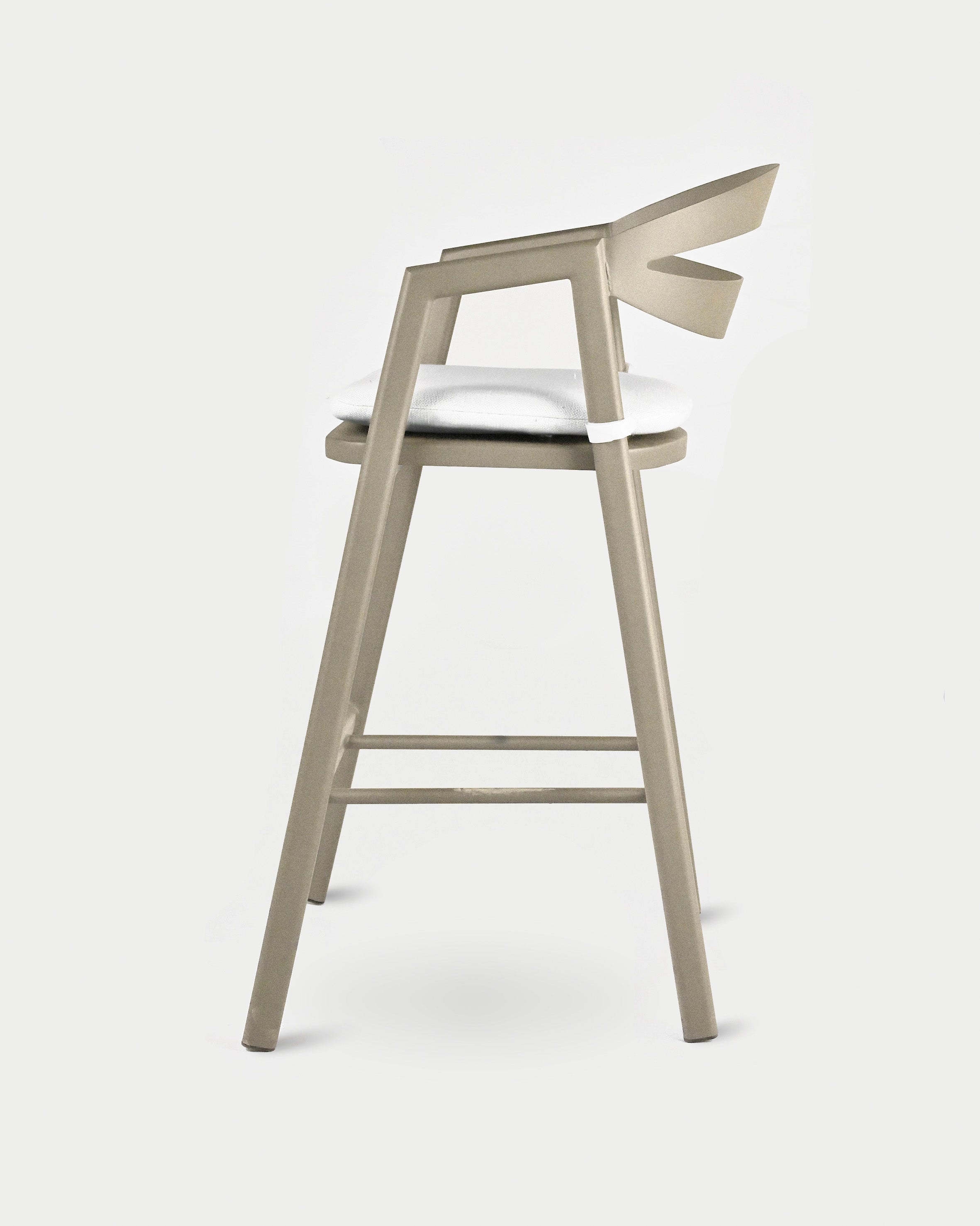 The Half Moon Bar Chair#Cushion Color_White#Aluminum Color_Beige