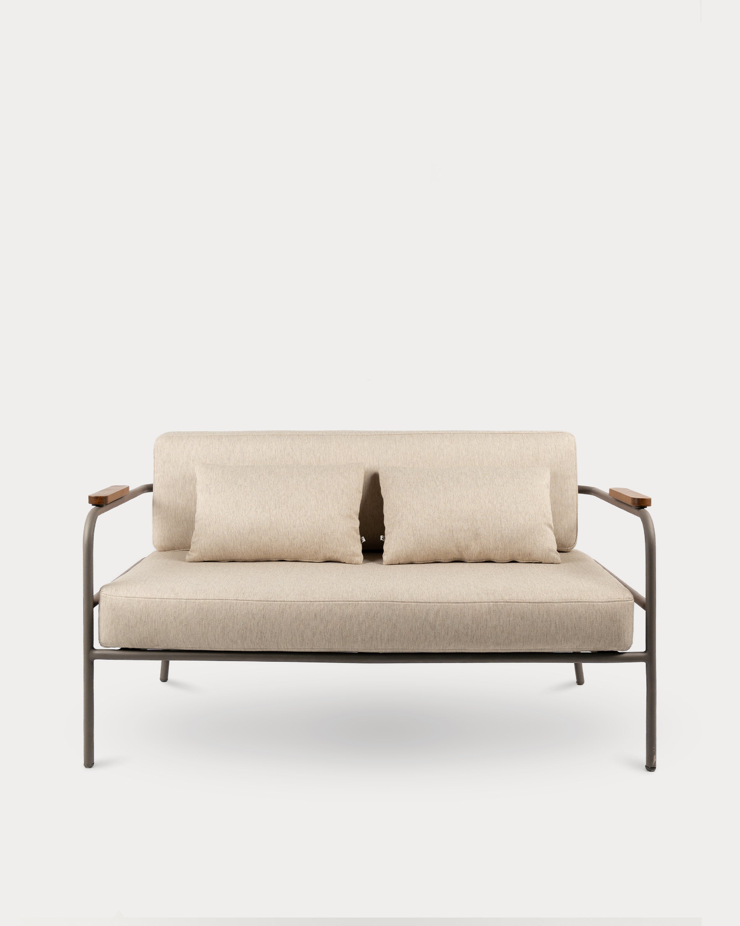 The Porta Sofa#Cushion Color_Beige#Aluminum Color_Taupe#Size_2 Seater