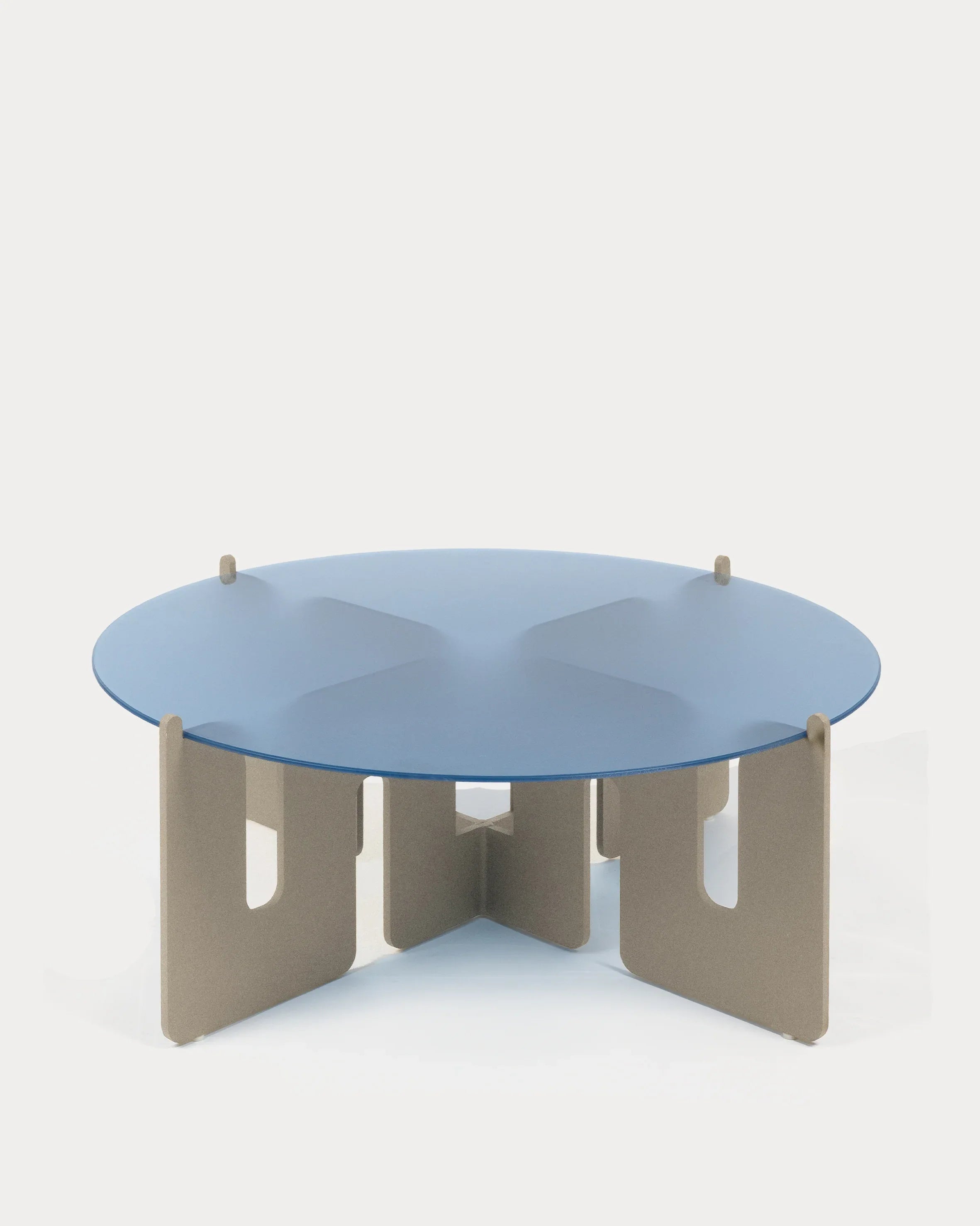 The Waves Coffee Table 8#Aluminum_Beige#Glass_Blue