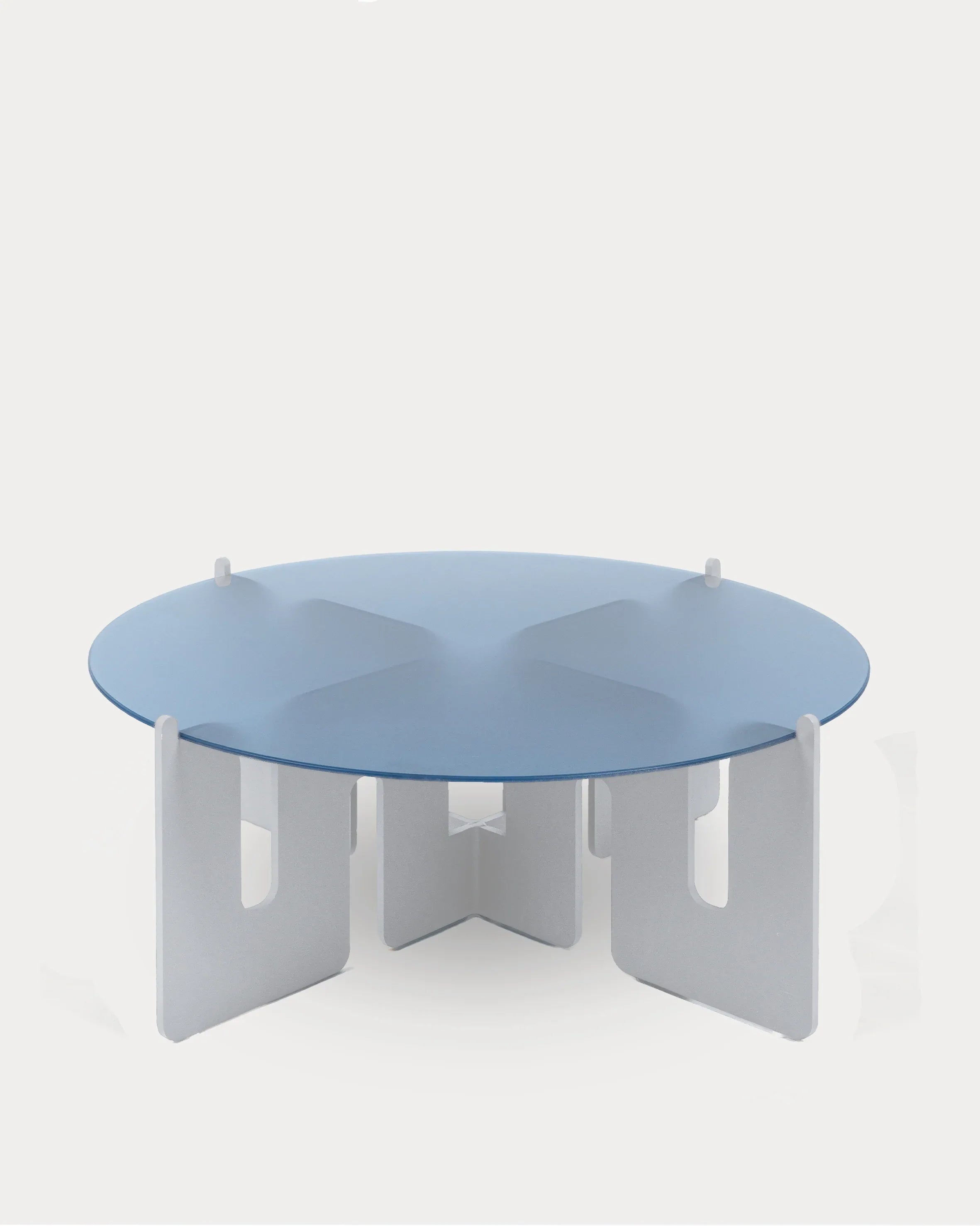 The Waves Coffee Table 7#Aluminum_White#Glass_Blue