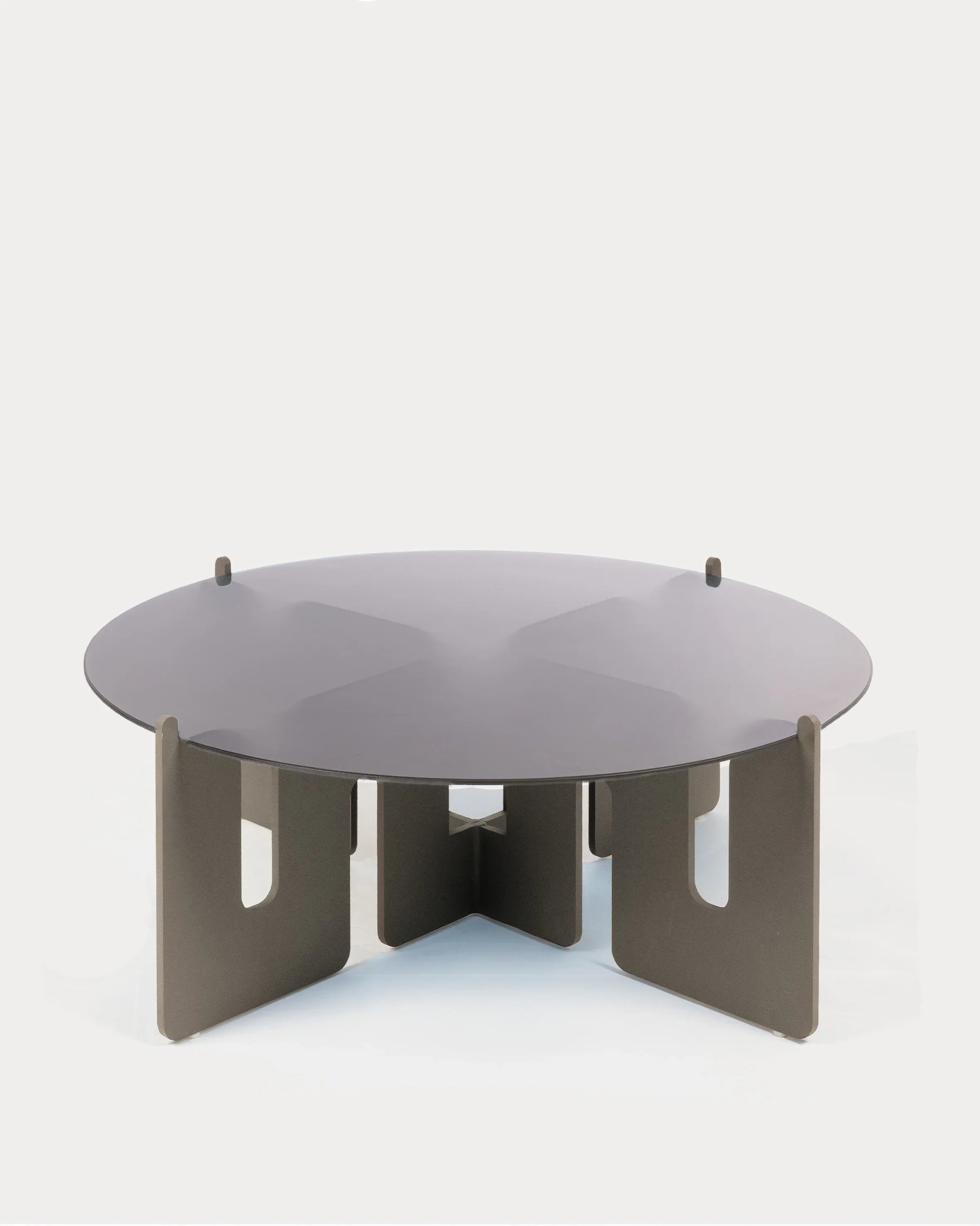 The Waves Coffee Table 4#Aluminum_Taupe#Glass_Brown